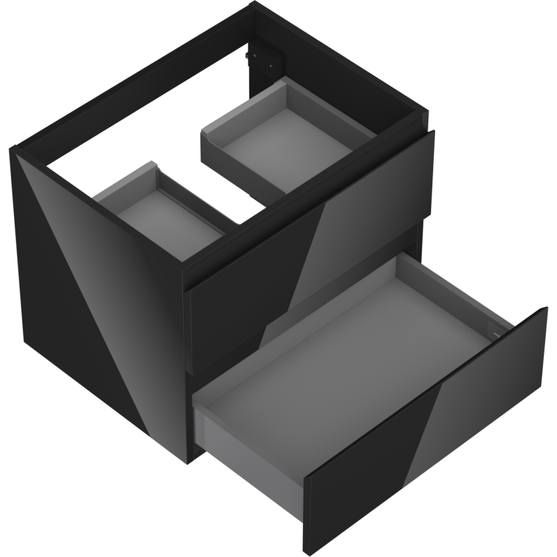 Mexen Orio bathroom cabinet under-sink 60 cm, 2 drawers, black gloss - 91A10-06047-2-BFF70