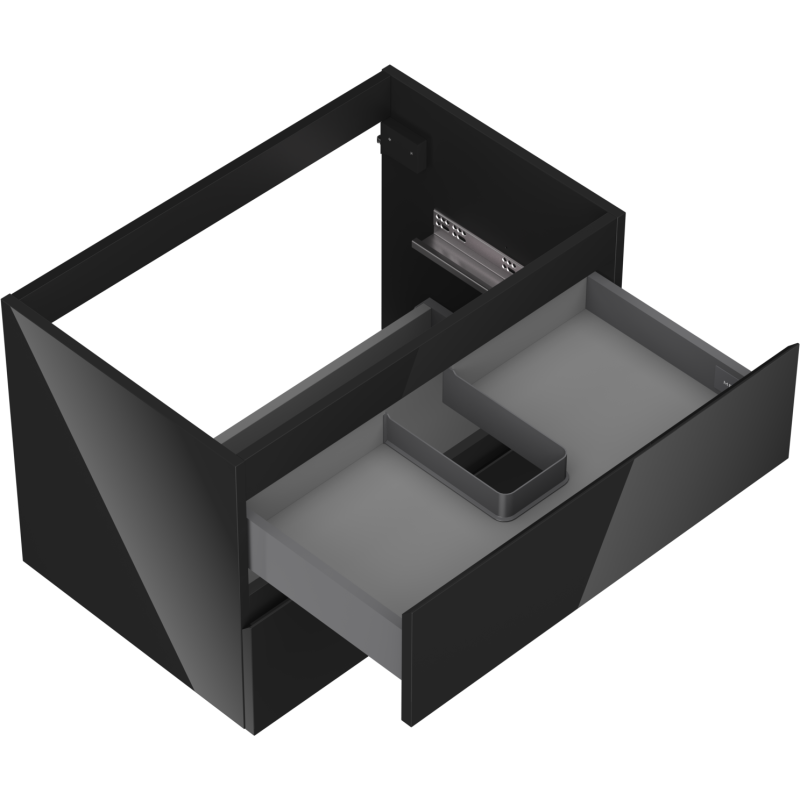 Mexen Orio bathroom cabinet for washbasin 70 cm, 2 drawers, black gloss - 91A10-07047-2-BFF70