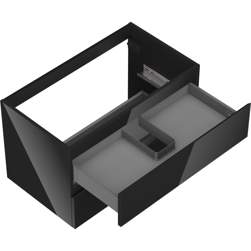 Mexen Orio bathroom cabinet under-sink 80 cm, 2 drawers, black gloss - 91A10-08047-2-BFF70