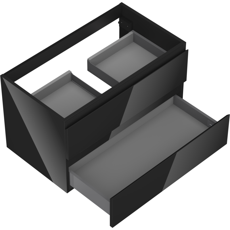 Mexen Orio bathroom cabinet under-sink 80 cm, 2 drawers, black gloss - 91A10-08047-2-BFF70