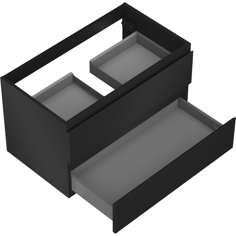 Mexen Orio bathroom cabinet 80 cm, 2 drawers, black matte - 91A10-08047-2-BFF71