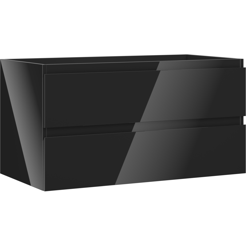 Mexen Orio 90 cm bathroom cabinet with two drawers, black gloss - 91A10-09047-2-BFF70