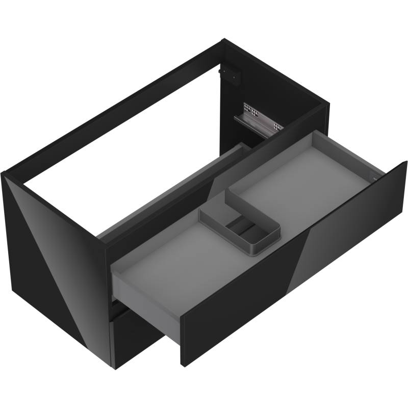 Mexen Orio 90 cm bathroom cabinet with two drawers, black gloss - 91A10-09047-2-BFF70