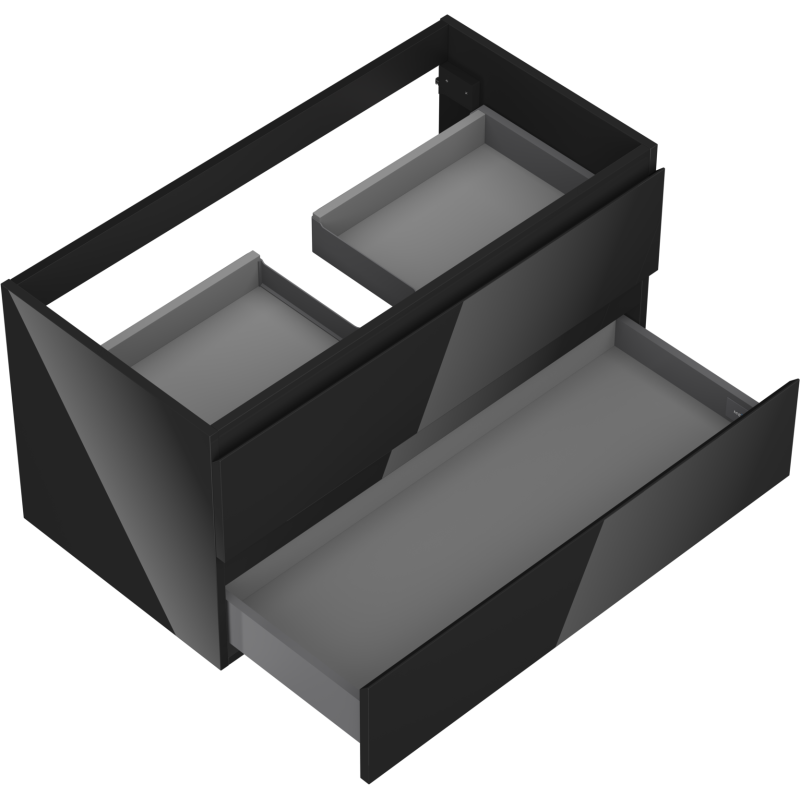 Mexen Orio 90 cm bathroom cabinet with two drawers, black gloss - 91A10-09047-2-BFF70