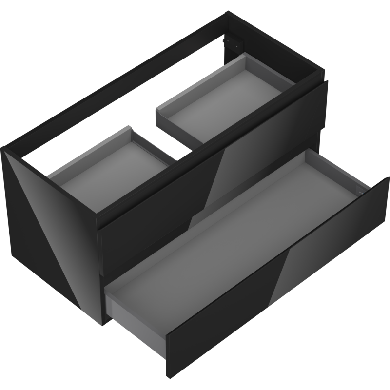 Mexen Orio bathroom cabinet under-sink 100 cm, 2 drawers, black gloss - 91A10-10047-2-BFF70