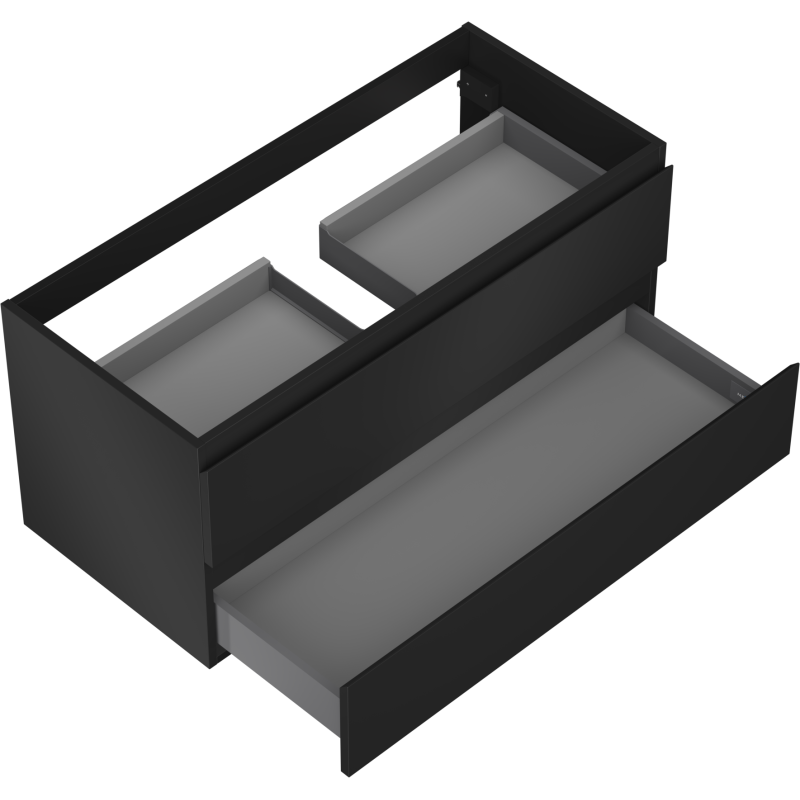 Mexen Orio bathroom cabinet under sink 100 cm, 2 drawers, black matte - 91A10-10047-2-BFF71