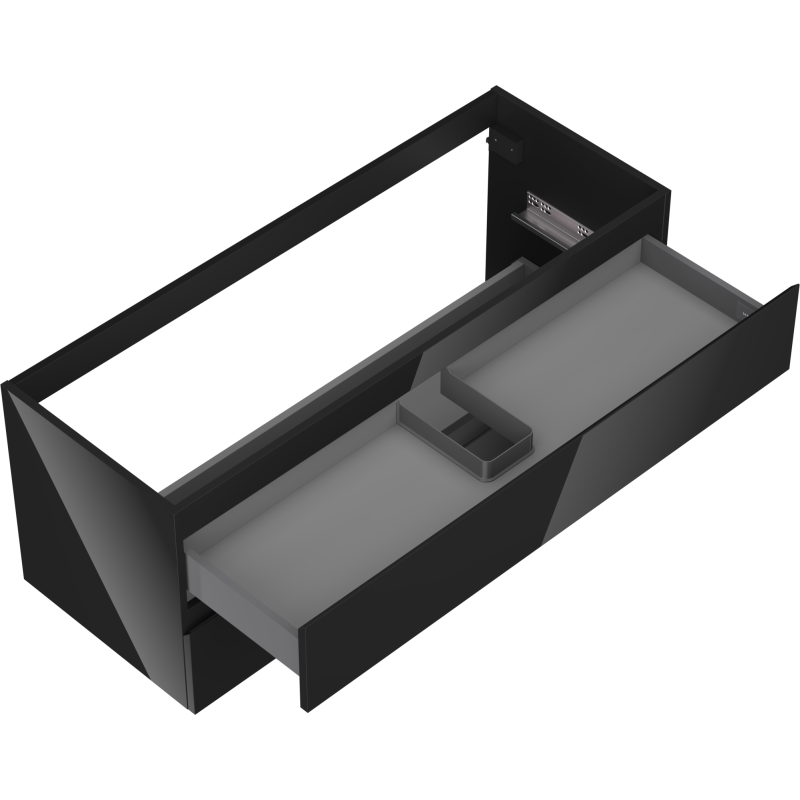 Mexen Orio bathroom cabinet for under sink, 120 cm, 2 drawers, black gloss - 91A10-12047-2-BFF70