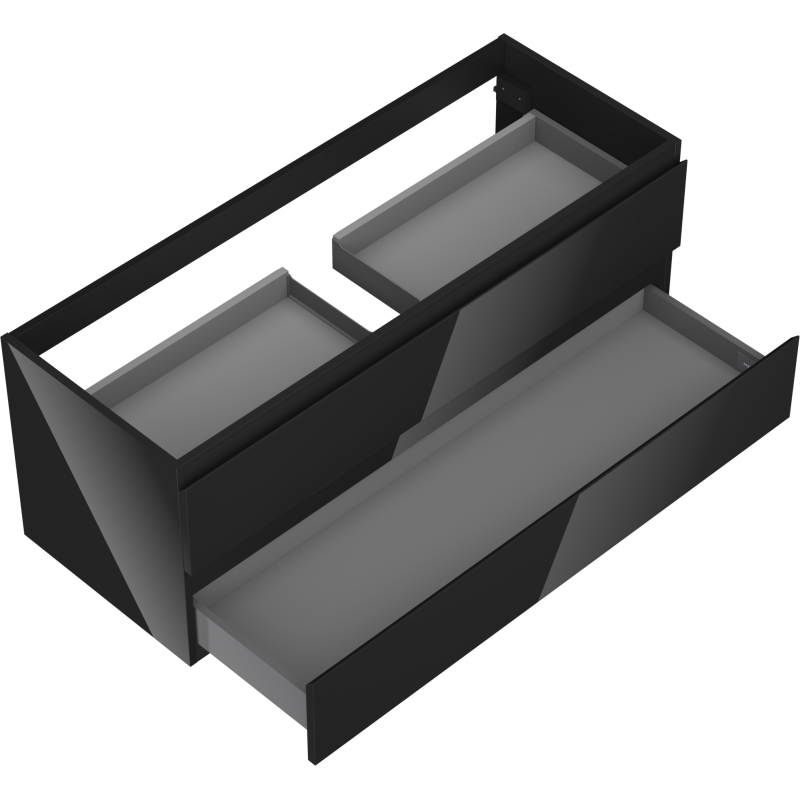 Mexen Orio bathroom cabinet for under sink, 120 cm, 2 drawers, black gloss - 91A10-12047-2-BFF70