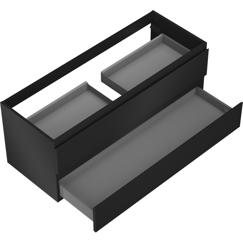 Mexen Orio bathroom cabinet for washbasin 120 cm, 2 drawers, black matt - 91A10-12047-2-BFF71