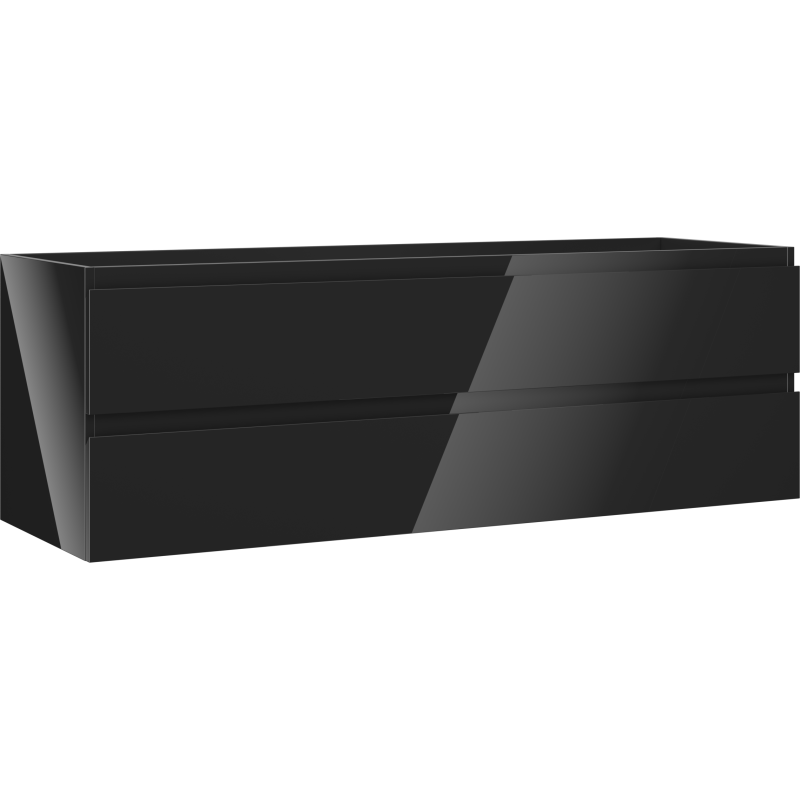 Mexen Orio 140 cm bathroom cabinet, 2 drawers, black gloss - 91A10-14047-2-BFF70