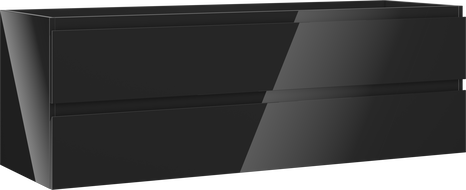Mexen Orio 140 cm bathroom cabinet, 2 drawers, black gloss - 91A10-14047-2-BFF70
