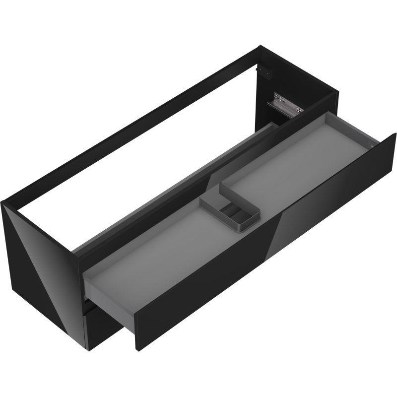 Mexen Orio 140 cm bathroom cabinet, 2 drawers, black gloss - 91A10-14047-2-BFF70