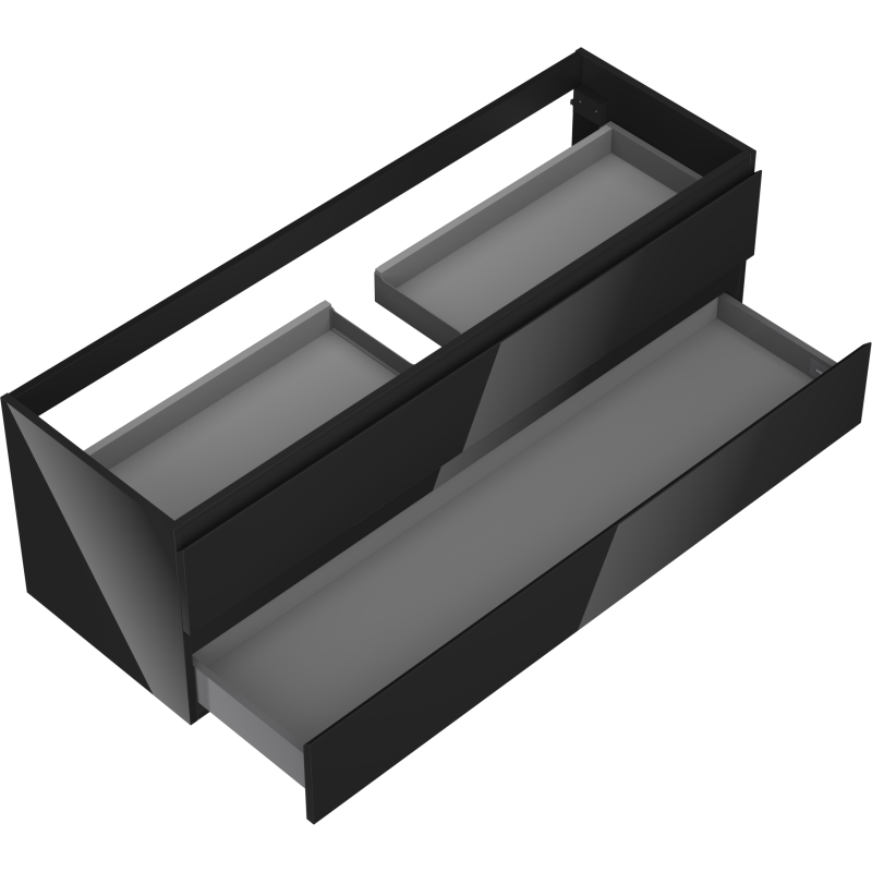 Mexen Orio 140 cm bathroom cabinet, 2 drawers, black gloss - 91A10-14047-2-BFF70