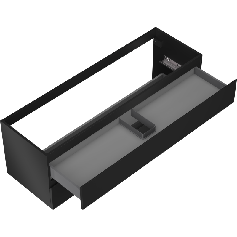 Mexen Orio 140 cm Bathroom Cabinet, 2 Drawers, Black Matte - 91A10-14047-2-BFF71