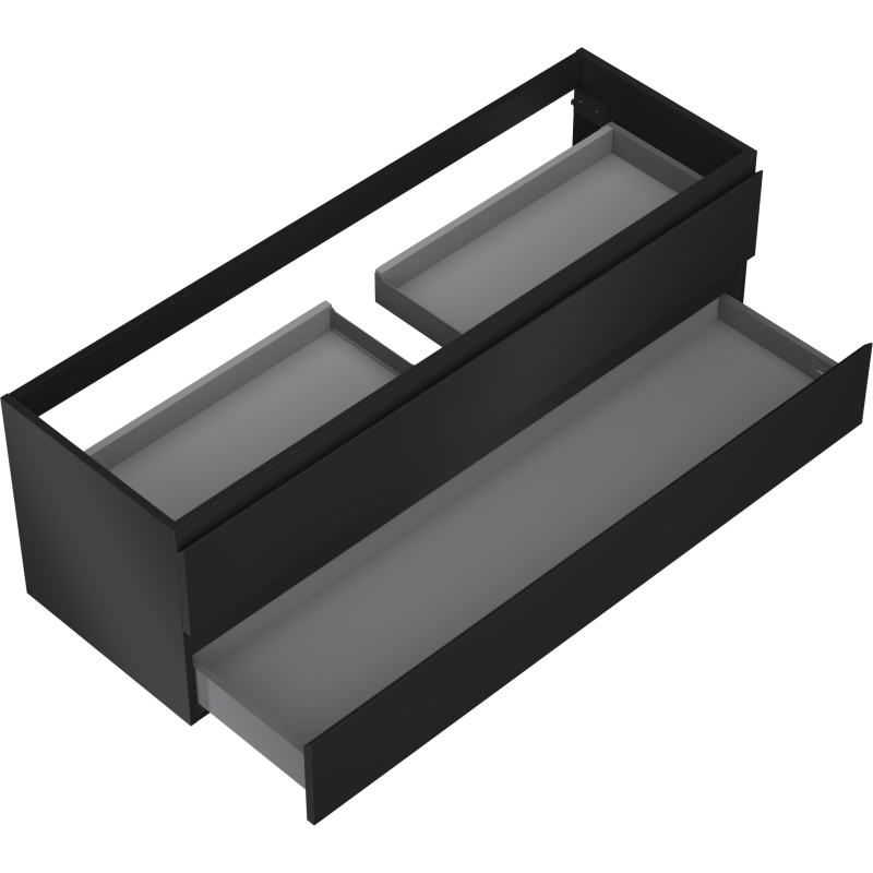 Mexen Orio 140 cm Bathroom Cabinet, 2 Drawers, Black Matte - 91A10-14047-2-BFF71