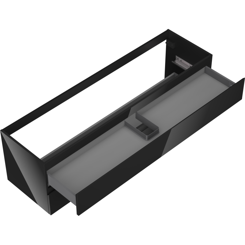 Mexen Orio bathroom cabinet for washbasin 160 cm, 2 drawers, black gloss - 91A10-16047-2-BFF70