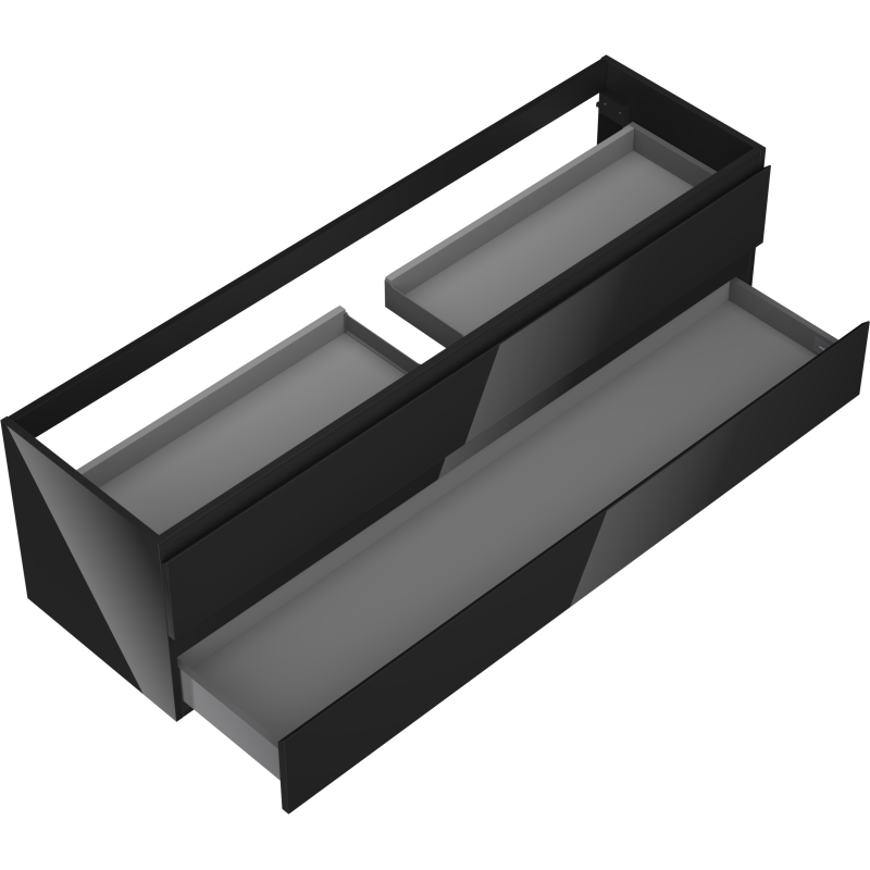 Mexen Orio bathroom cabinet for washbasin 160 cm, 2 drawers, black gloss - 91A10-16047-2-BFF70