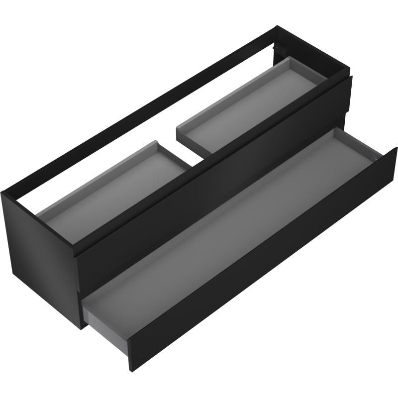 Mexen Orio bathroom cabinet for under-washbasin 160 cm, 2 drawers, black matte - 91A10-16047-2-BFF71