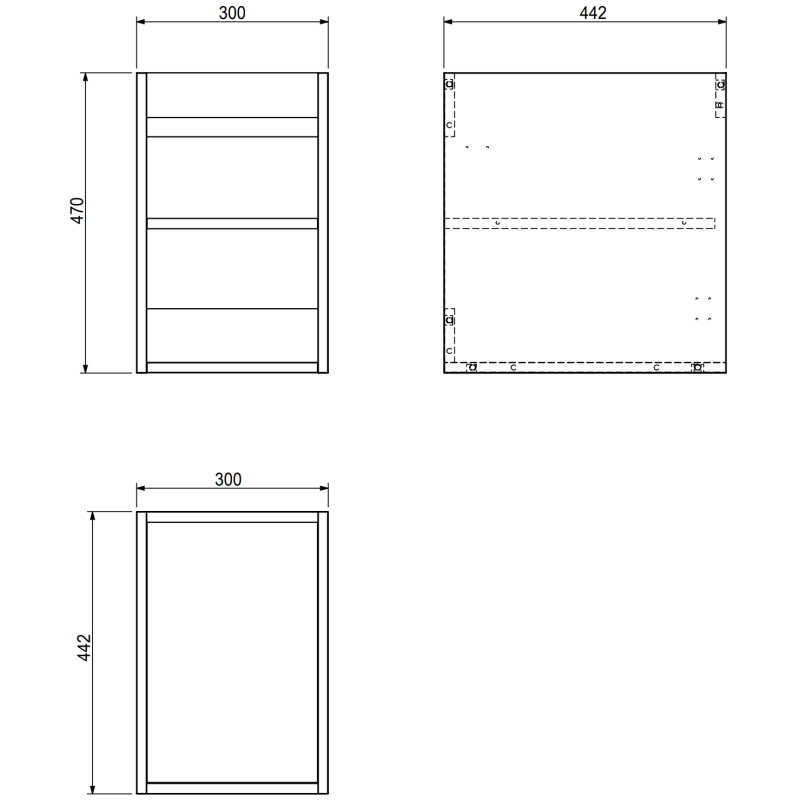 Mexen Orio 30 cm bathroom vanity cabinet, 1 door, glossy black - 91A11-03047-1-BF70