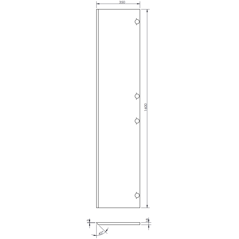 Mexen Orio bathroom column 35 cm, 1 door, black gloss - 91A11-03016-1-BF70