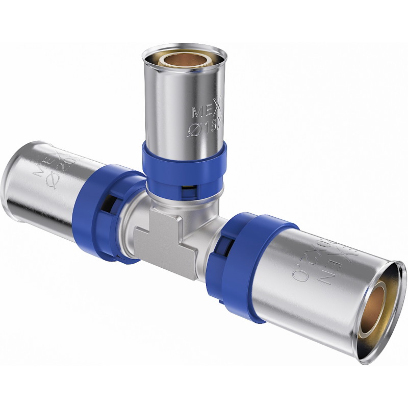 Mexen PEX-P reduction press fitting tee, crimped PEX 20 x 16 x 16 - W97131-201616-00