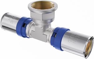 Mexen PEX-P press-fit tee, crimped PEX 25 x 3/4 FF x 25 - W97132-2534F25-00