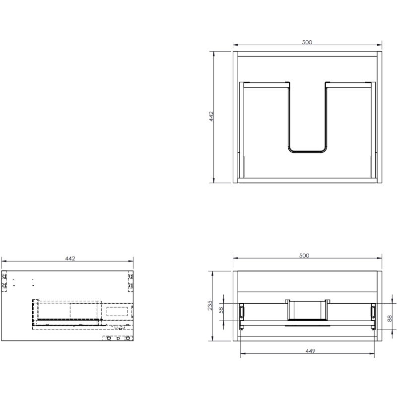 Mexen Rivel bathroom cabinet under sink 50 cm, 1 drawer, fluted, grey matte - 91A20-05023-1-BF62