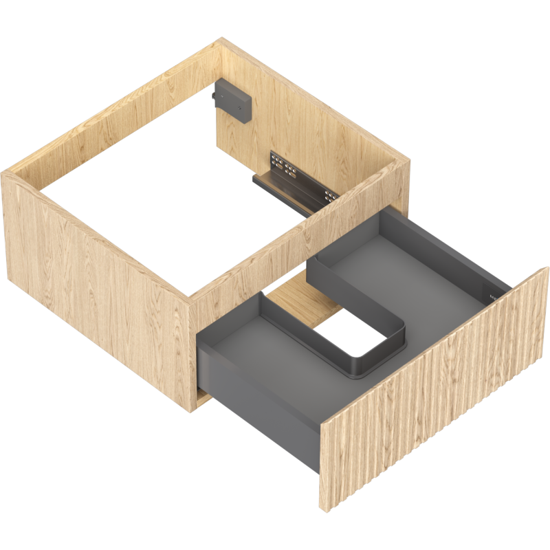 Mexen Rivel bathroom cabinet under-sink 50 cm, 1 drawer, fluted, oak - 91A20-05023-1-BF81