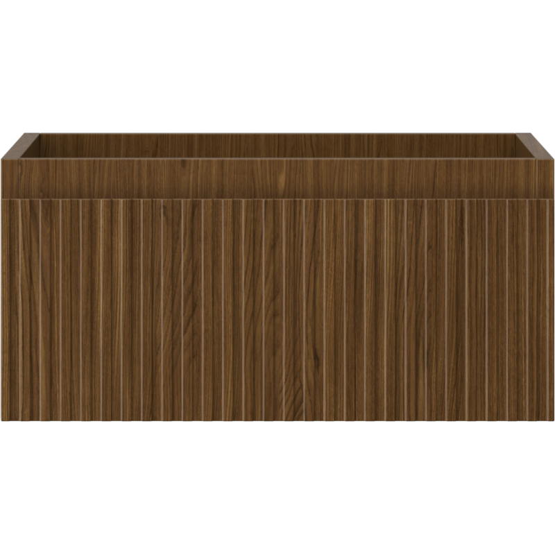 Mexen Rivel bathroom cabinet for sink, 50 cm, 1 drawer, grooved, walnut - 91A20-05023-1-BF86