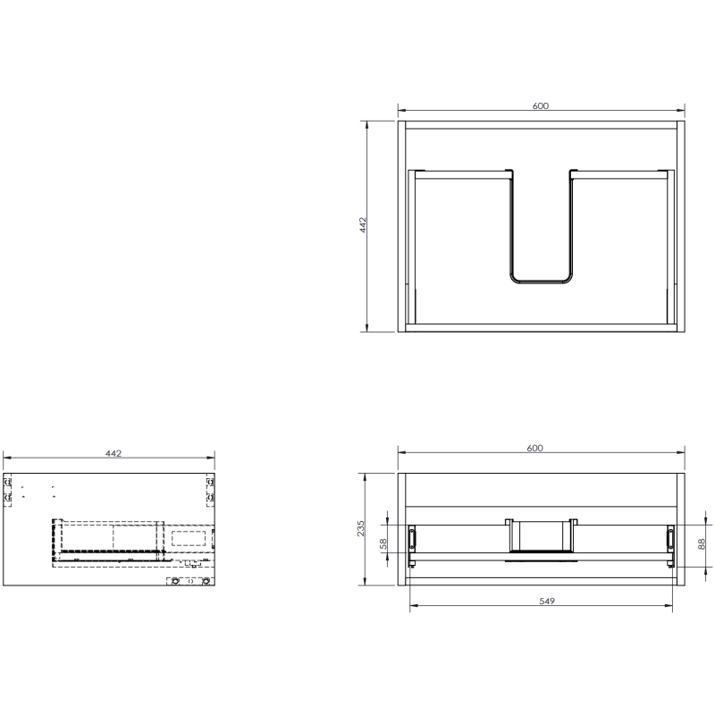 Mexen Rivel 60 cm Bathroom Cabinet, 1 Drawer, Grooved, Grey Matte - 91A20-06023-1-BF62