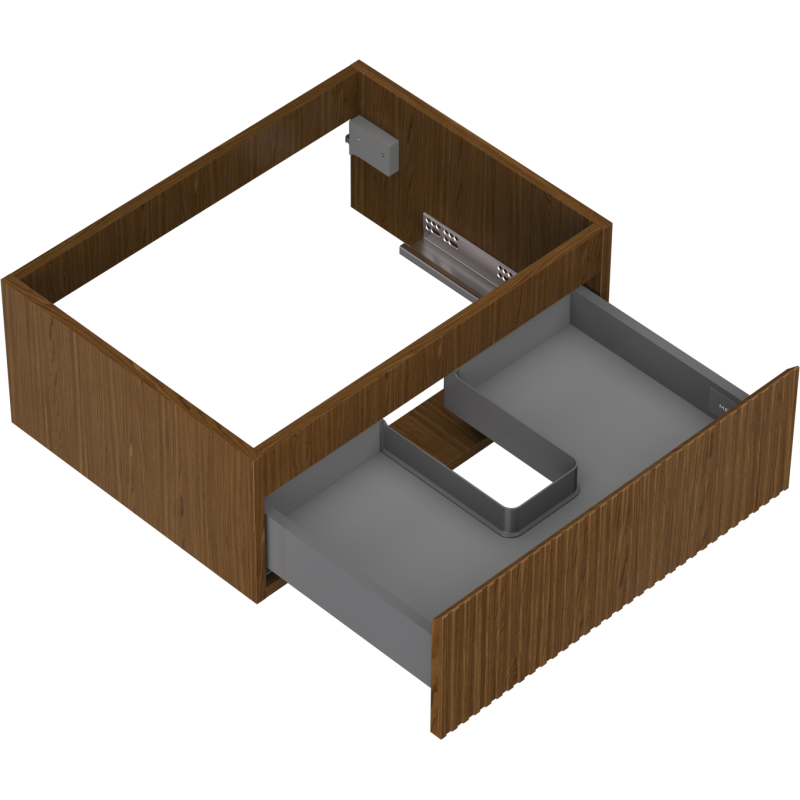 Mexen Rivel bathroom cabinet under sink 60 cm, 1 drawer, grooved, walnut - 91A20-06023-1-BF86