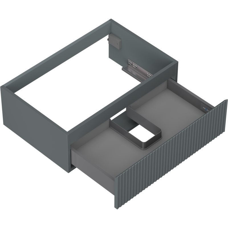 Mexen Rivel bathroom cabinet for washbasin 70 cm, 1 drawer, fluted, matte graphite - 91A20-07023-1-BF66