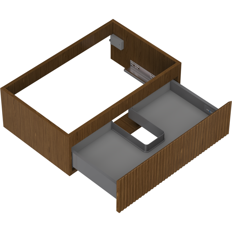 Mexen Rivel bathroom cabinet under sink 70 cm, 1 drawer, grooved, walnut - 91A20-07023-1-BF86