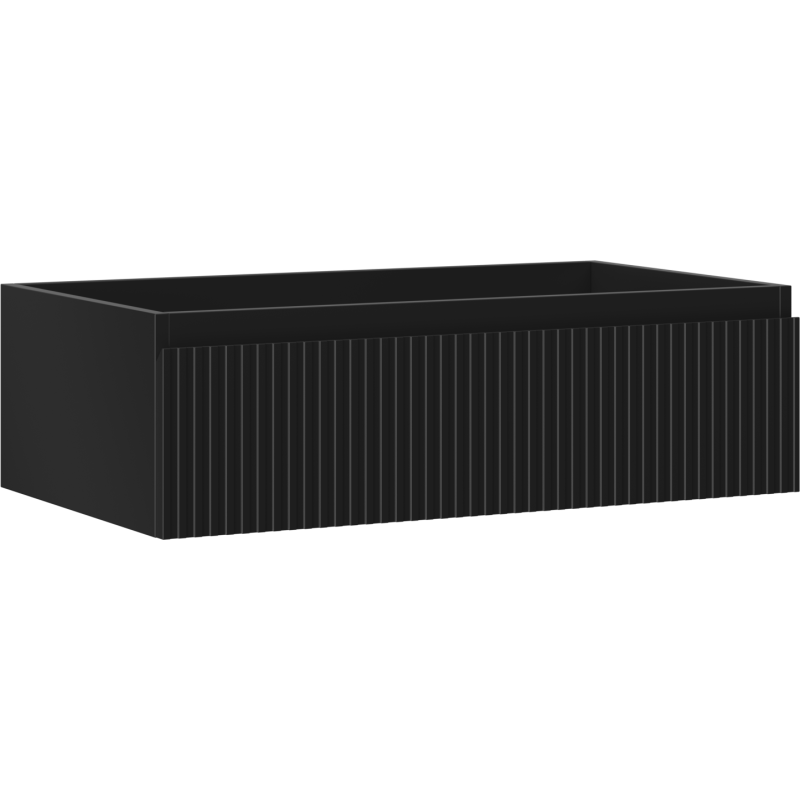 Mexen Rivel bathroom vanity unit 80 cm, 1 drawer, fluted, black matte - 91A20-08023-1-BF71