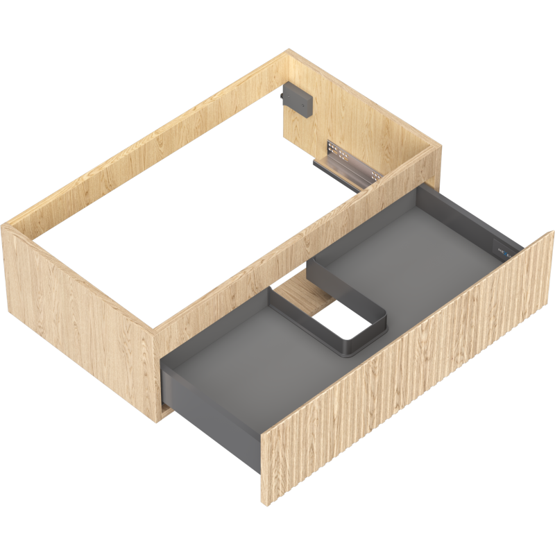 Mexen Rivel bathroom cabinet under-sink 80 cm, 1 drawer, fluted, oak - 91A20-08023-1-BF81