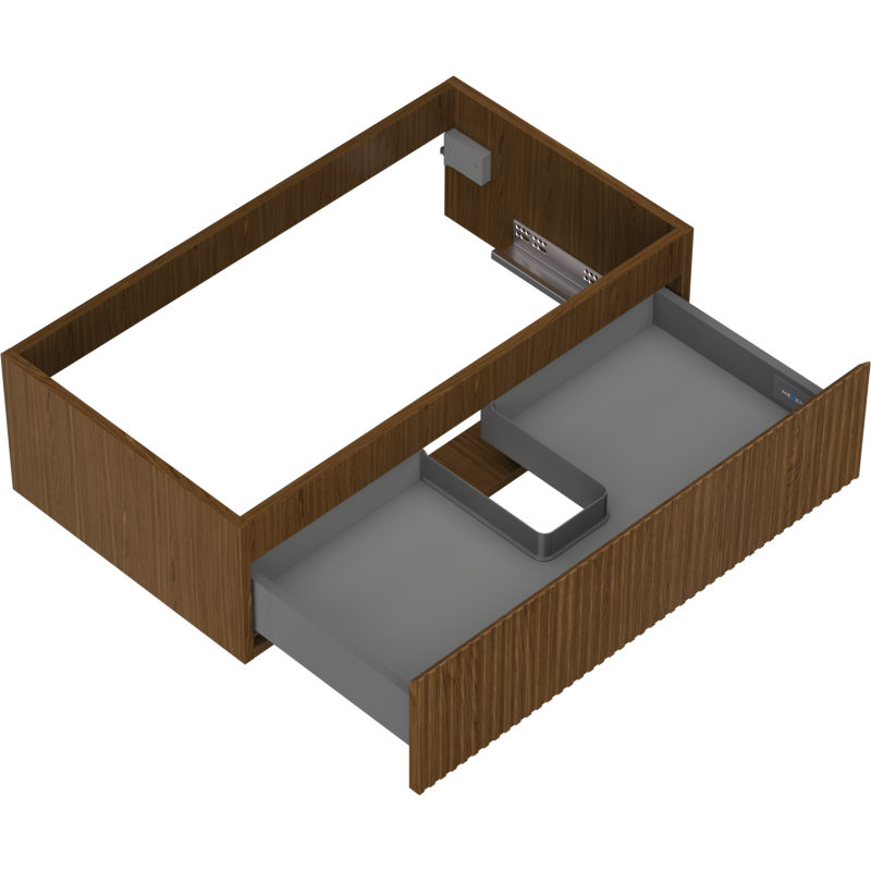 Mexen Rivel bathroom cabinet for washbasin 80 cm, 1 drawer, grooved, walnut - 91A20-08023-1-BF86