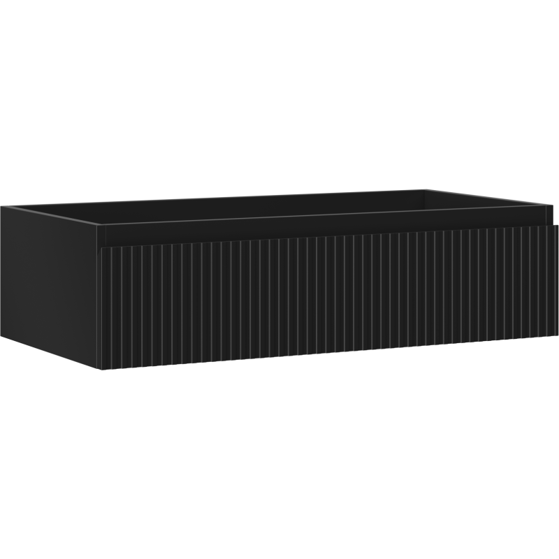 Mexen Rivel bathroom cabinet under-sink 90 cm, 1 drawer, fluted, black matte - 91A20-09023-1-BF71