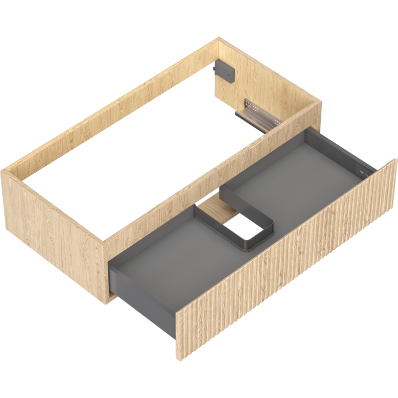 Mexen Rivel bathroom vanity unit 90 cm, 1 drawer, grooved, oak - 91A20-09023-1-BF81