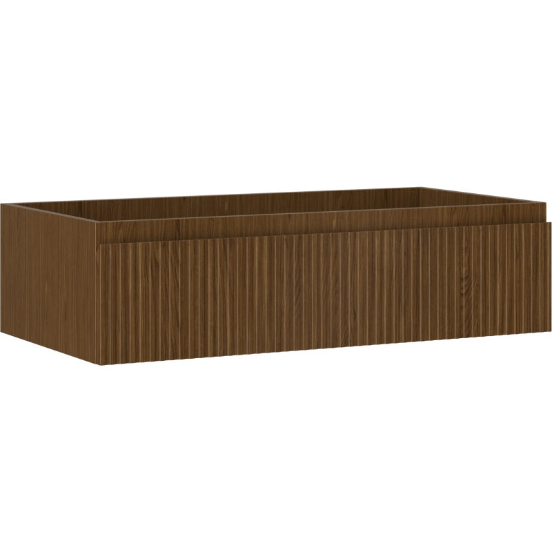 Mexen Rivel bathroom cabinet under sink 90 cm, 1 drawer, fluted, walnut - 91A20-09023-1-BF86
