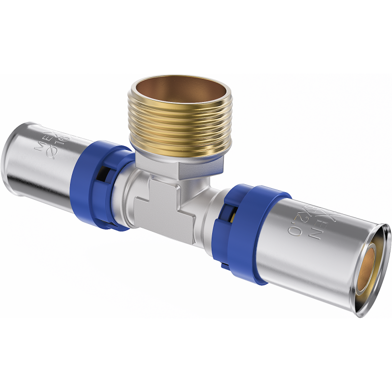 Mexen PEX-P press fitting tee, press-fit PEX 32 x 3/4 M x 32 - W97133-3234M32-00