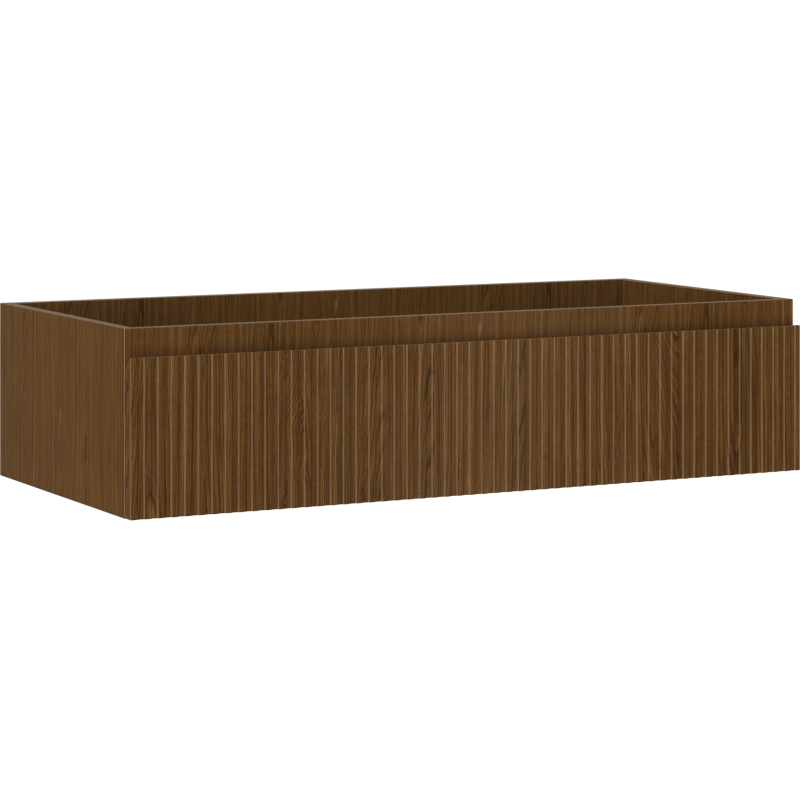 Mexen Rivel bathroom cabinet under-sink 100 cm, 1 drawer, fluted, walnut - 91A20-10023-1-BF86