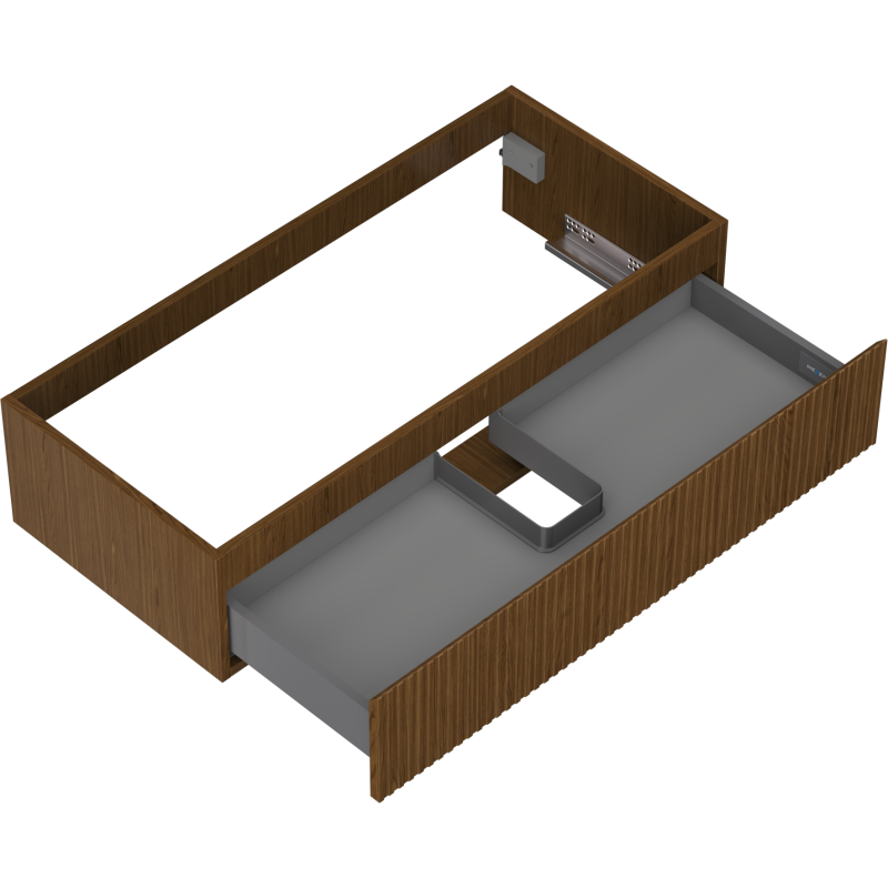 Mexen Rivel bathroom cabinet under-sink 100 cm, 1 drawer, fluted, walnut - 91A20-10023-1-BF86