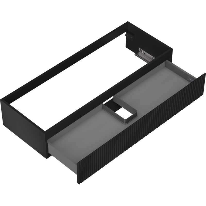 Mexen Rivel 120 cm Bathroom Vanity Unit, 1 Drawer, Fluted, Black Matte - 91A20-12023-1-BF71