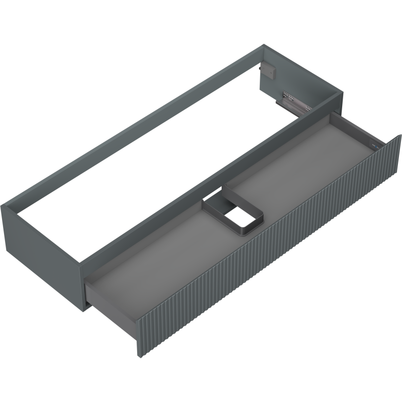 Mexen Rivel bathroom vanity unit 140 cm, 1 drawer, ribbed, matte graphite - 91A20-14023-1-BF66