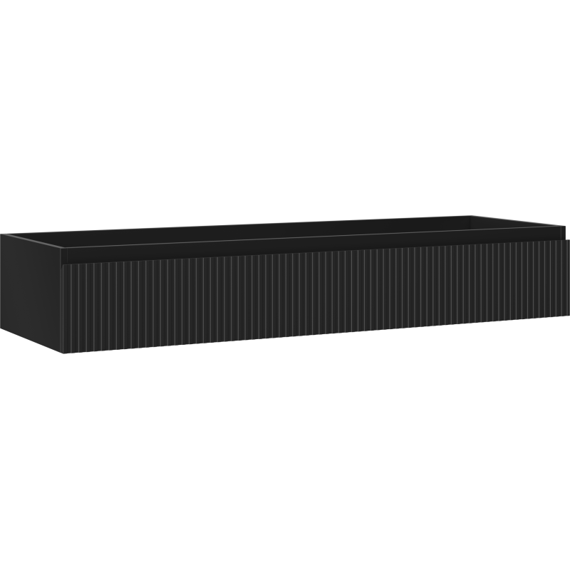 Mexen Rivel bathroom cabinet under-sink 140 cm, 1 drawer, fluted, black matte - 91A20-14023-1-BF71