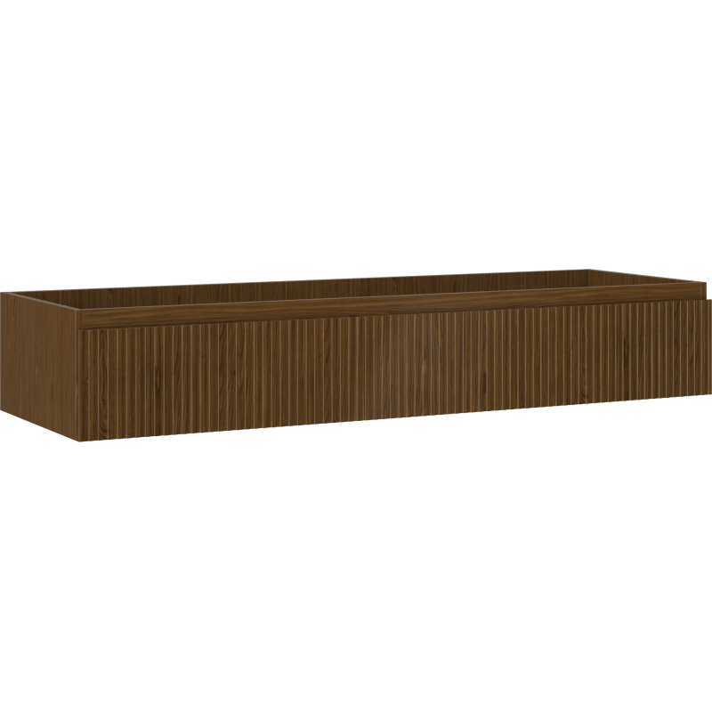 Mexen Rivel bathroom cabinet under the sink 140 cm, 1 drawer, fluted, walnut - 91A20-14023-1-BF86