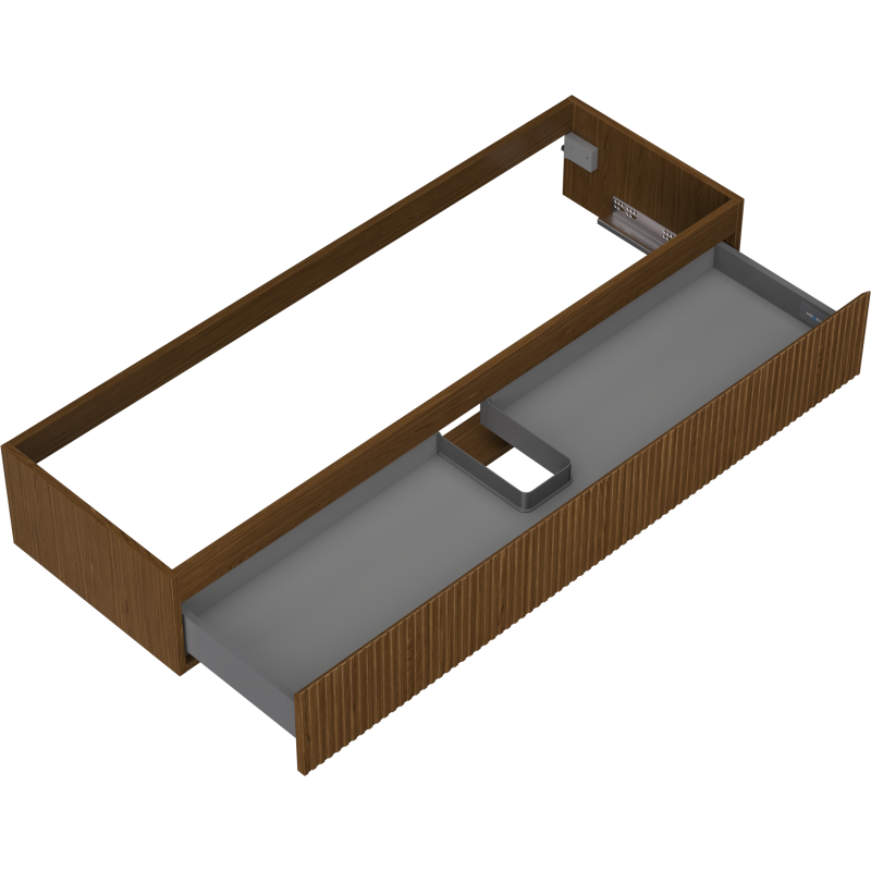 Mexen Rivel bathroom cabinet under the sink 140 cm, 1 drawer, fluted, walnut - 91A20-14023-1-BF86