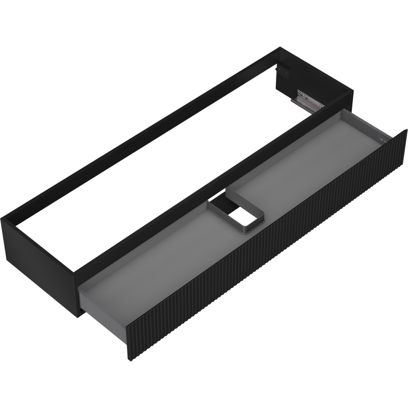 Mexen Rivel 160 cm Under-Sink Bathroom Cabinet, 1 Drawer, Fluted, Black Matte - 91A20-16023-1-BF71