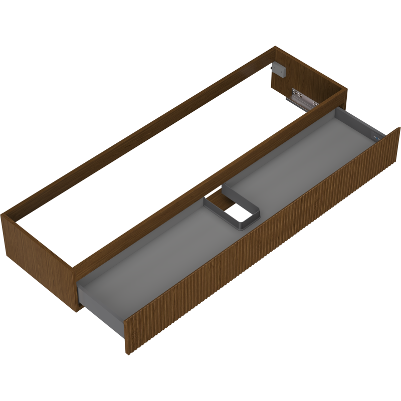 Mexen Rivel bathroom cabinet under-sink 160 cm, 1 drawer, grooved, walnut - 91A20-16023-1-BF86