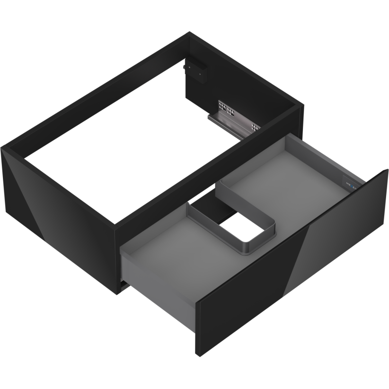 Mexen Orio bathroom cabinet under sink 70 cm, 1 drawer, black gloss - 91A10-07023-1-BF70